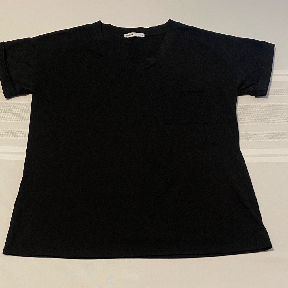 Miholl Women’s Black V-Neck T-Shirt